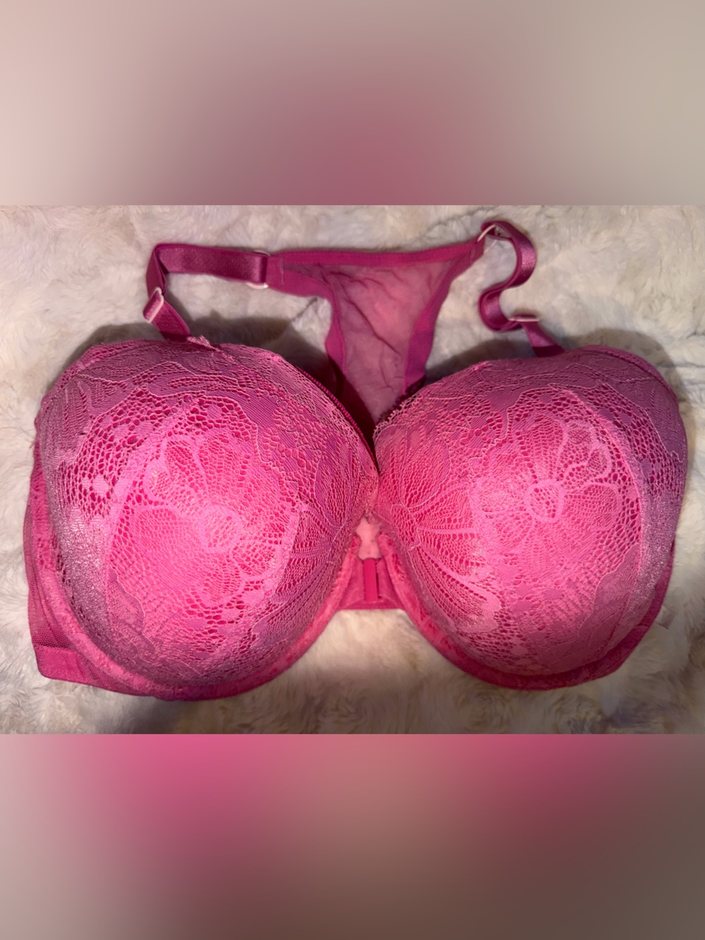 Victoria's Secret Hot Pink Lace Push-Up Bra